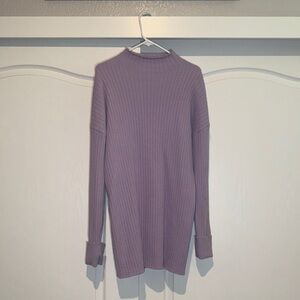 Purple Ribbed Knit Sweater Dress